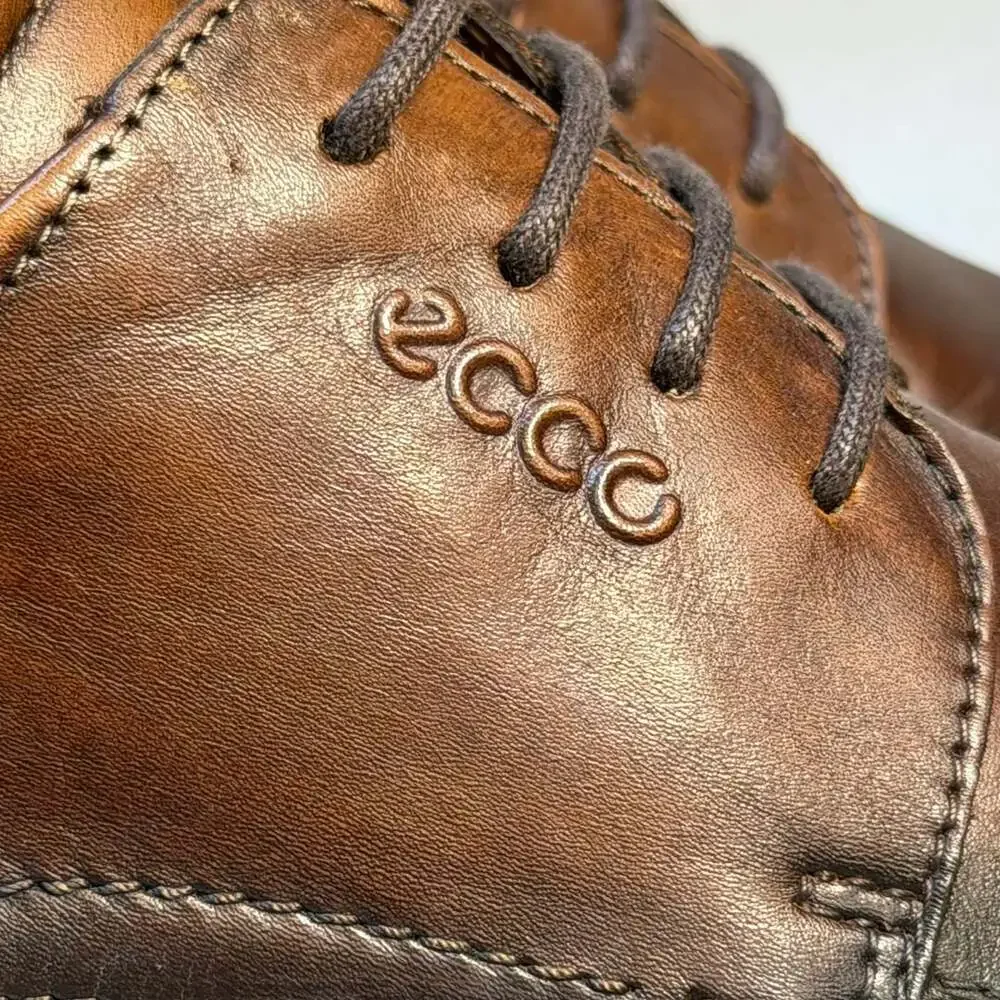 Ecco Cairo Apron Toe Tie Walnut Brown Leather Oxford